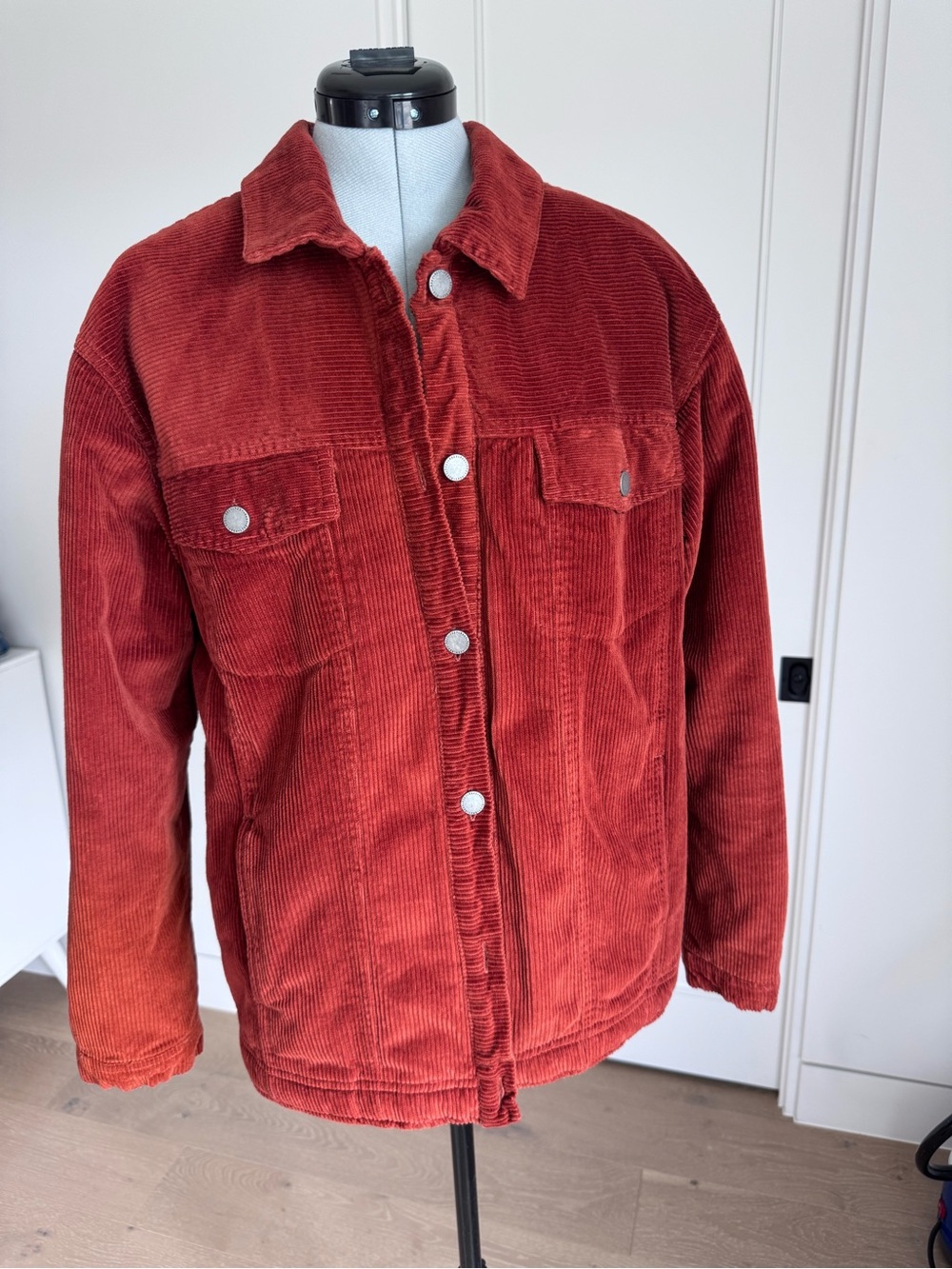 Roxy Billie Corduroy Sherpa-lined Trucker Jacket Burnt Orange - Picture 2 of 9